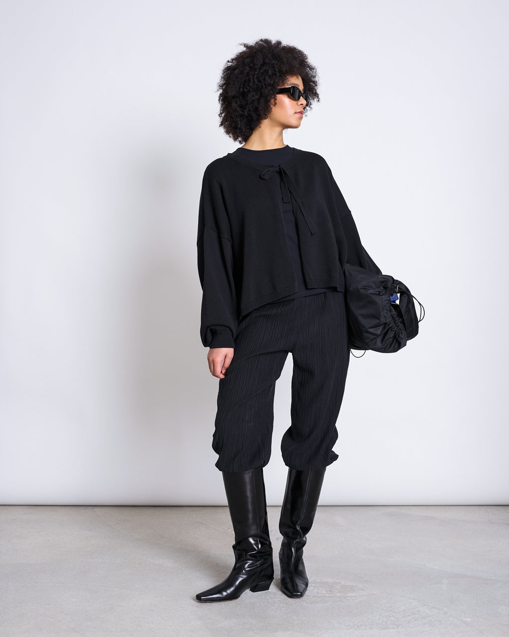 LOOSE TIE CARDIGAN ZEA BLACK GOTS Cardigan jan-n-june 2