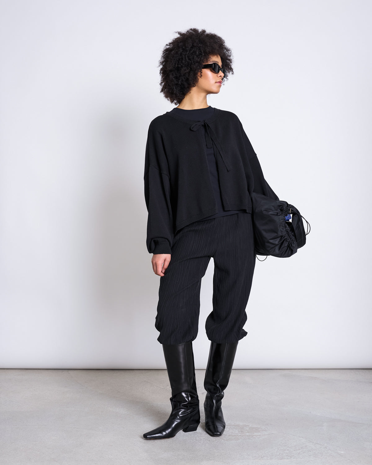 LOOSE TIE CARDIGAN ZEA BLACK GOTS Cardigan jan-n-june 2