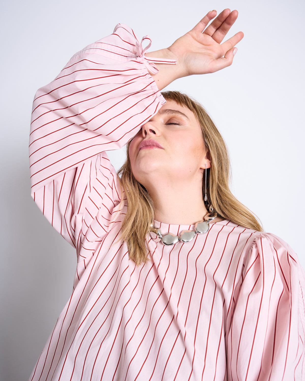 PUFFY SLEEVE BLOUSE NIBS PALE PINK STRIPED GOTS Blouse jan-n-june 5