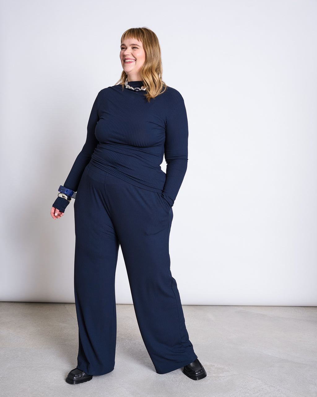 TENCEL™ LYOCELL RIB PANTS SMILLA NIGHTFALL Pants jan-n-june 7