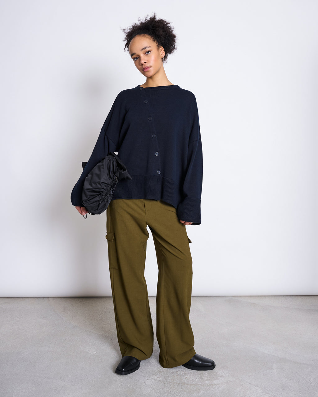 ASYMMETRCIAL KNIT CARDIGAN PEBBLE NIGHTFALL GOTS Cardigan jan-n-june 1