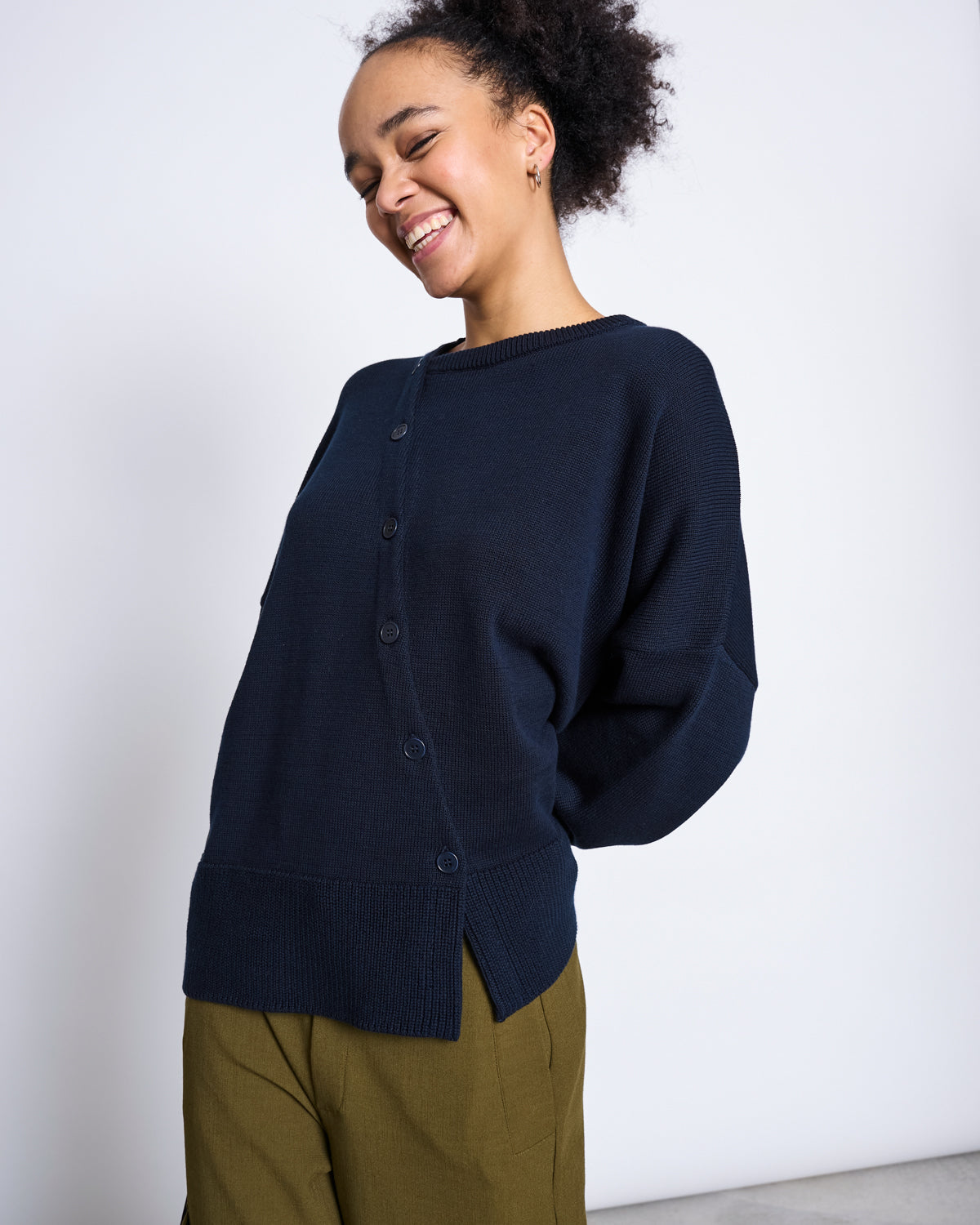 ASYMMETRCIAL KNIT CARDIGAN PEBBLE NIGHTFALL GOTS Cardigan jan-n-june 3