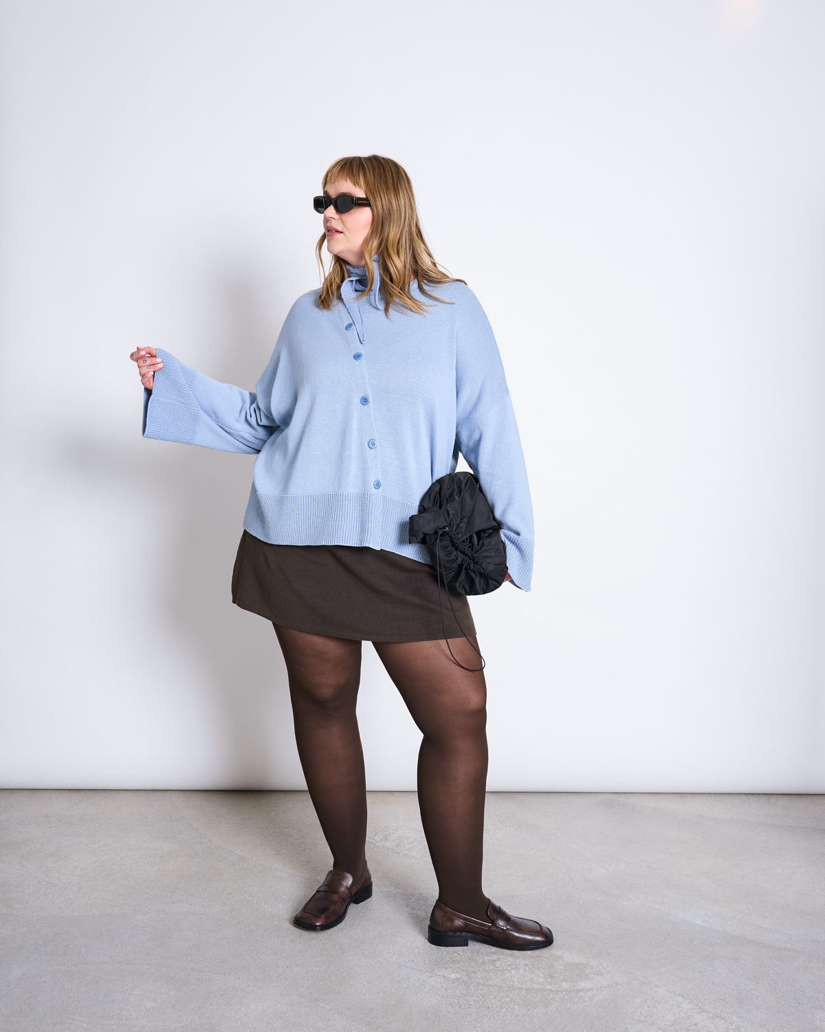 ASYMMETRCIAL KNIT CARDIGAN PEBBLE MID BLUE GOTS Cardigan jan-n-june 7