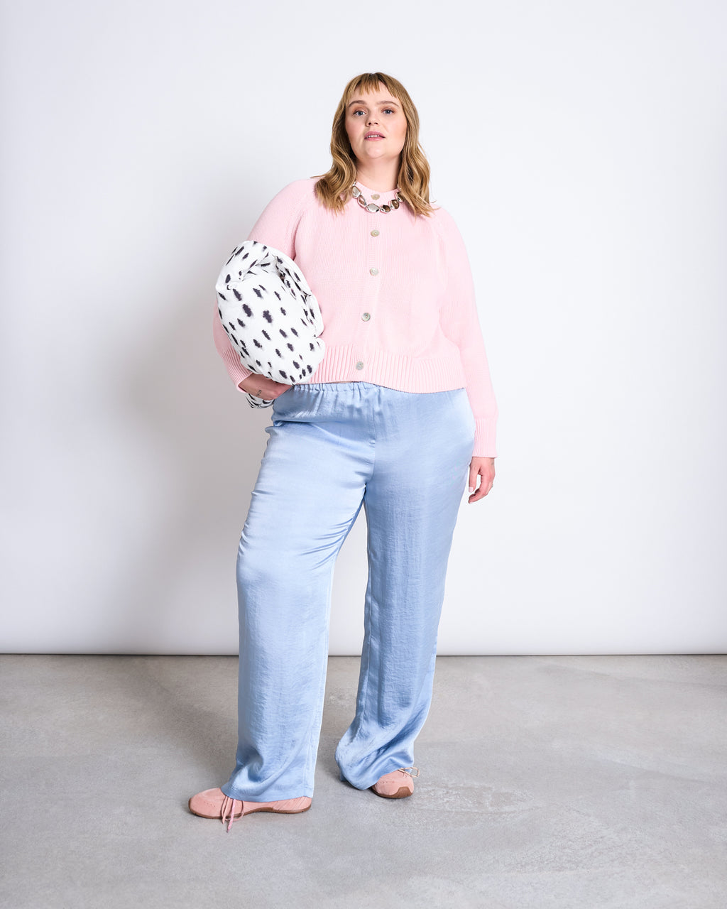 RELAXED CREWNECK CARDIGAN SIVIA PALE PINK GOTS Cardigan jan-n-june 1