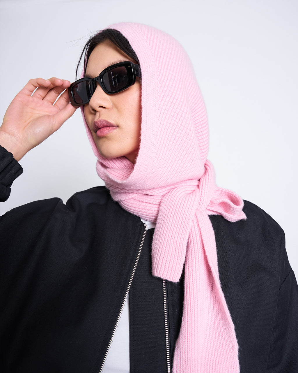 LAMBSWOOL HOODED SCARF NIRA PALE PINK GOTS Accessories jan-n-june 2