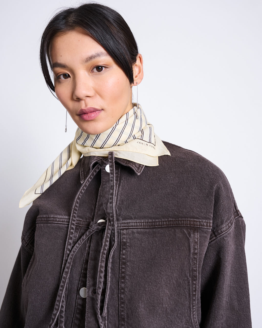 PRINTED COTTON SCARF VAD BUTTERMILK STRIPED Accessories jan-n-june 1