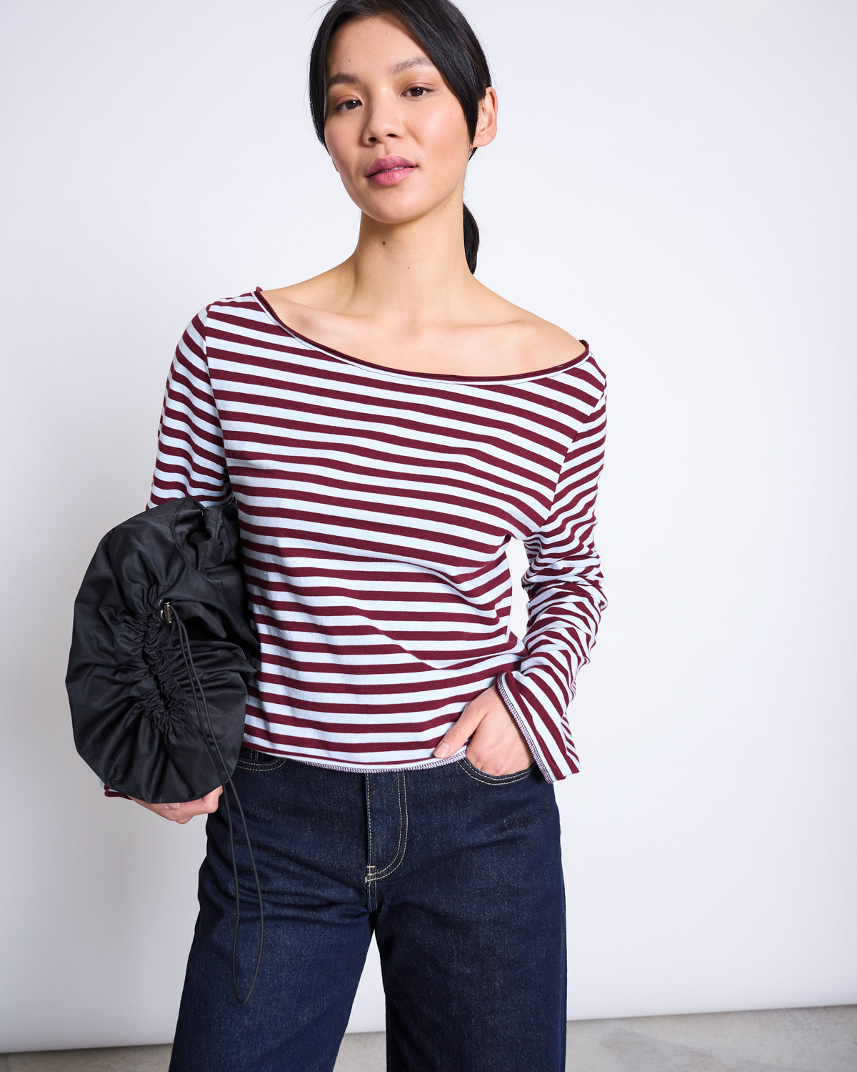 OFFSHOULDER LONGSLEEVE ARBA RED BLUE STRIPED