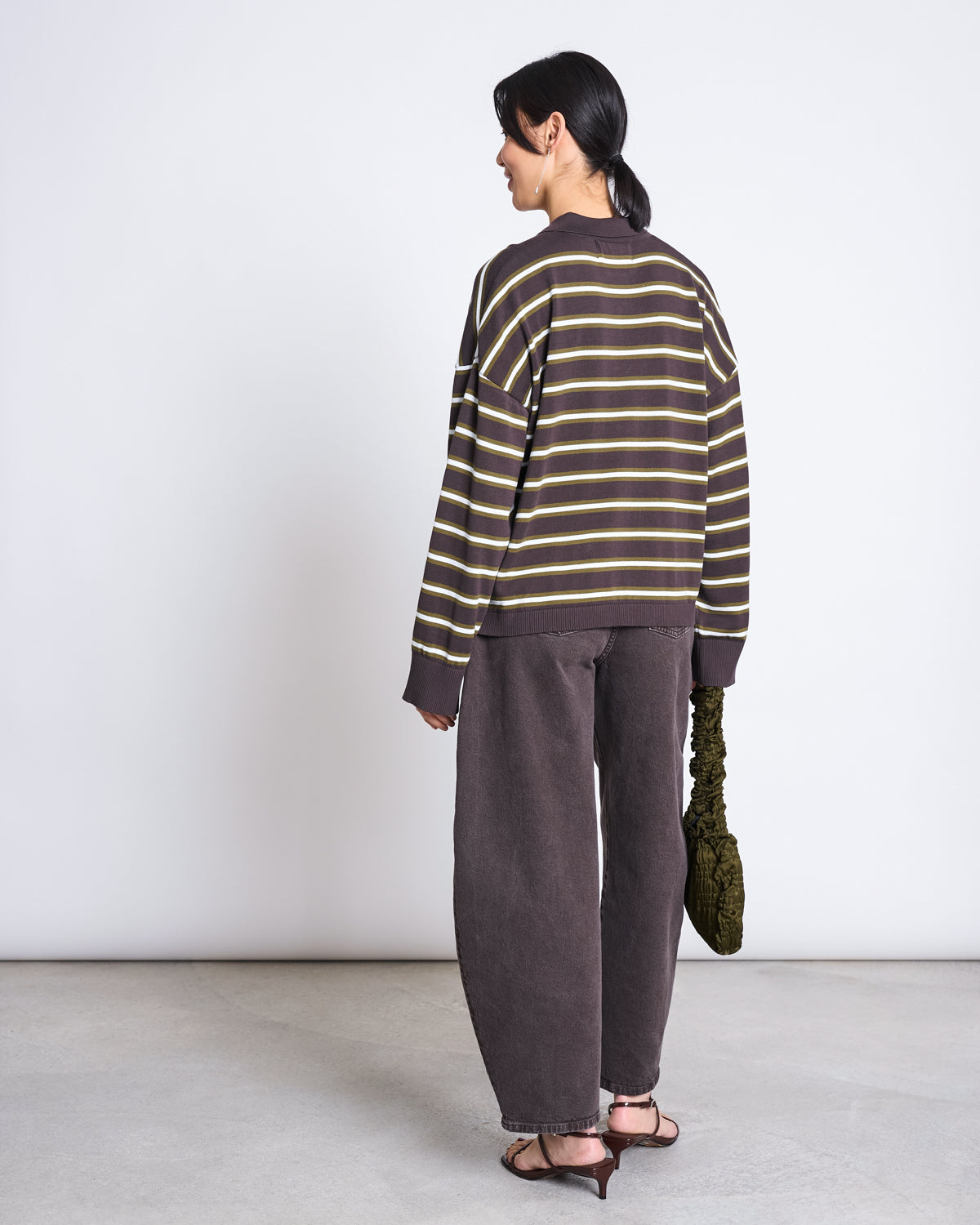 KNIT POLO SWEATER ETTA ZARTBITTER STRIPED GOTS