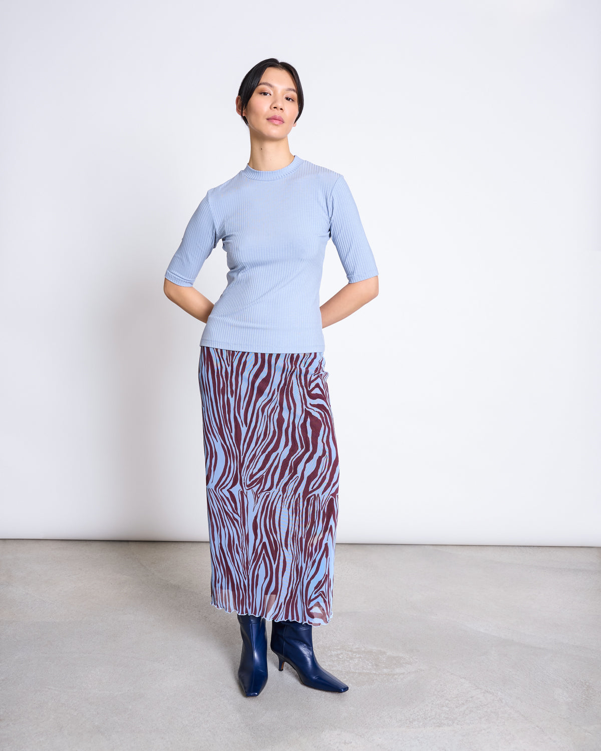 TENCEL™ LYOCELL RIB T-SHIRT NINA MID BLUE T-shirt jan-n-june 6
