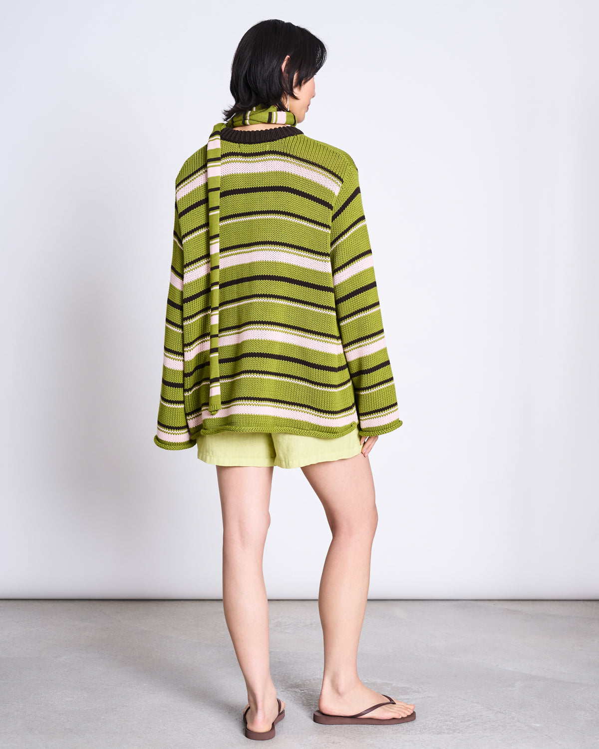 STRIPED MINI SCARF KNUD SPINACH STRIPED GOTS Accessories jan-n-june 3