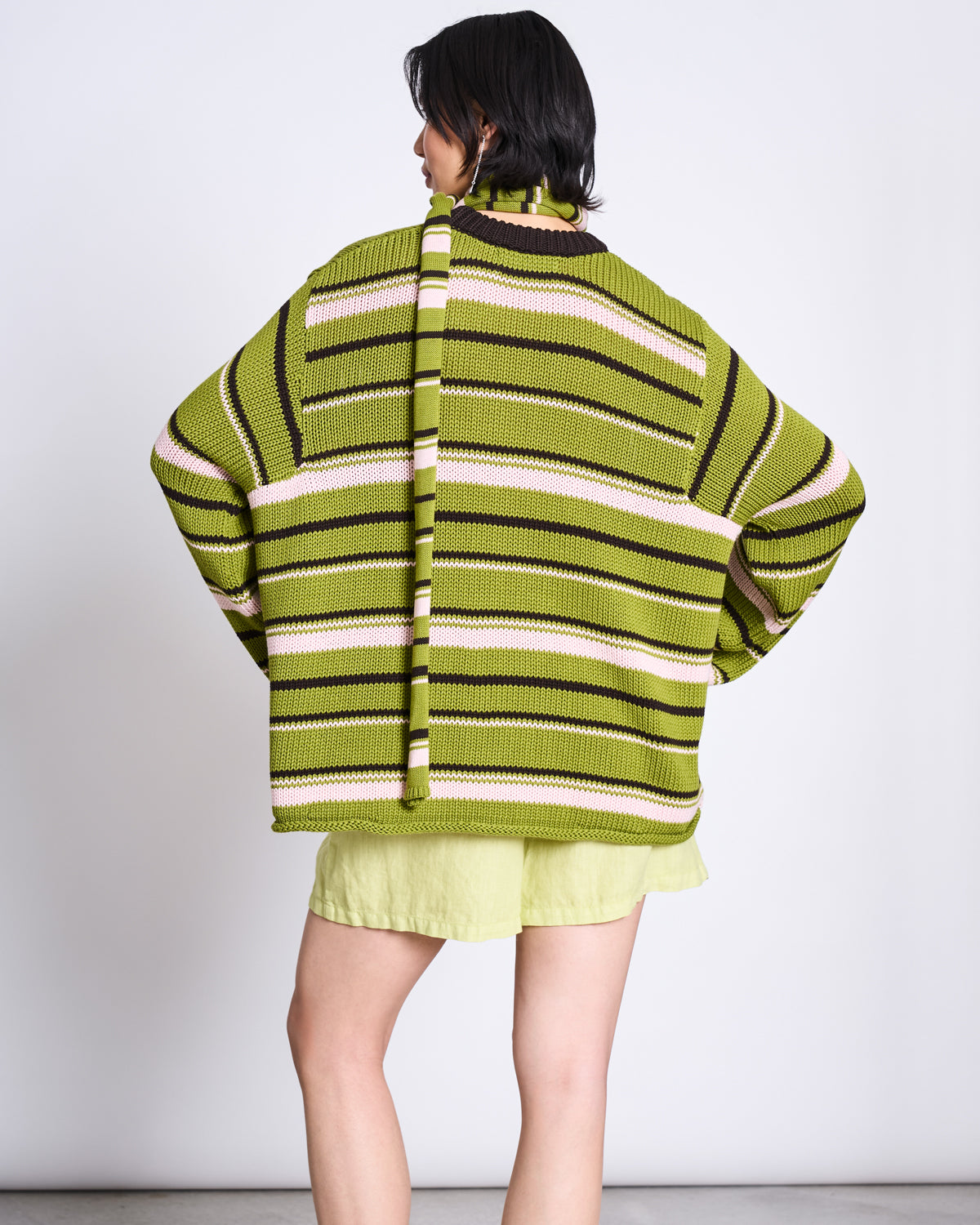 STRIPED MINI SCARF KNUD SPINACH STRIPED GOTS Accessories jan-n-june 4