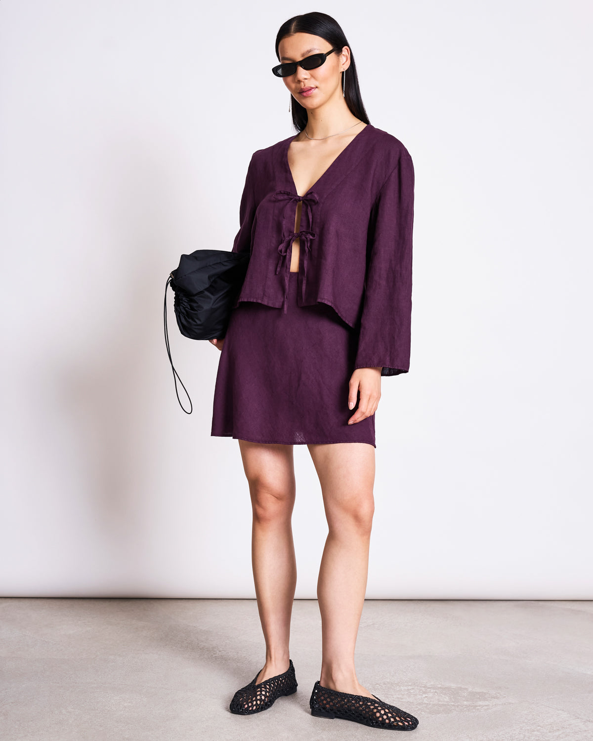 LINEN TIE BLOUSE SKAGEN CHERRY LACQUER Blouse jan-n-june 2