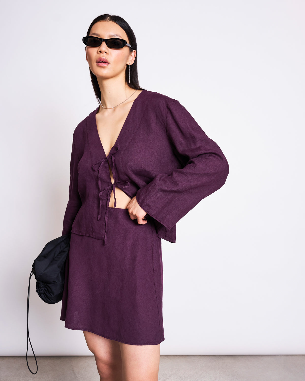 LINEN TIE BLOUSE SKAGEN CHERRY LACQUER Blouse jan-n-june 3