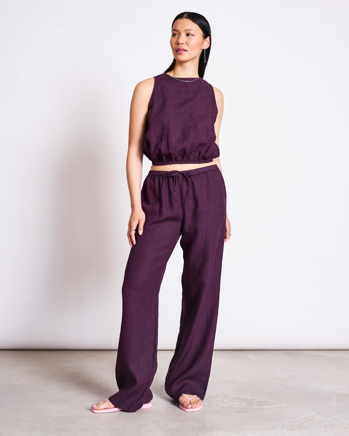 LINEN DRAWSTRING PANTS SJOV CHERRY LACQUER Pants jan-n-june 2