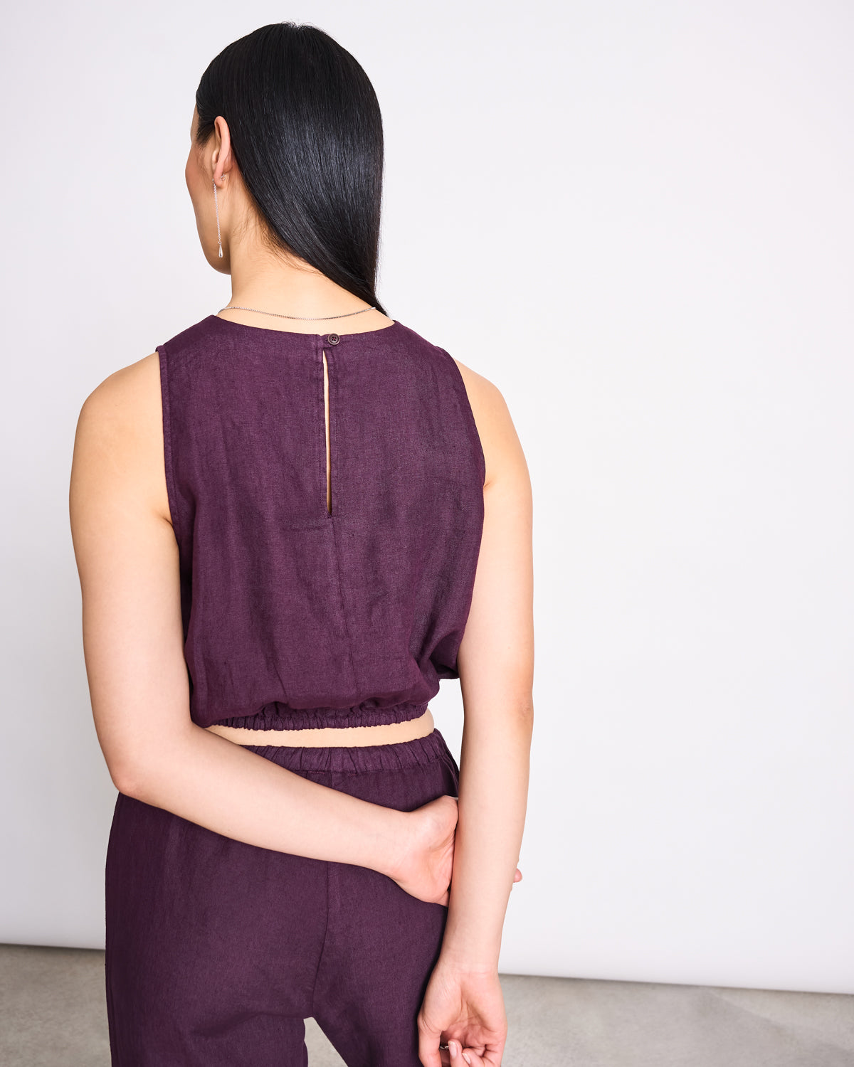 CROPPED LINEN TOP LUPIN CHERRY LACQUER T-shirt jan-n-june 9