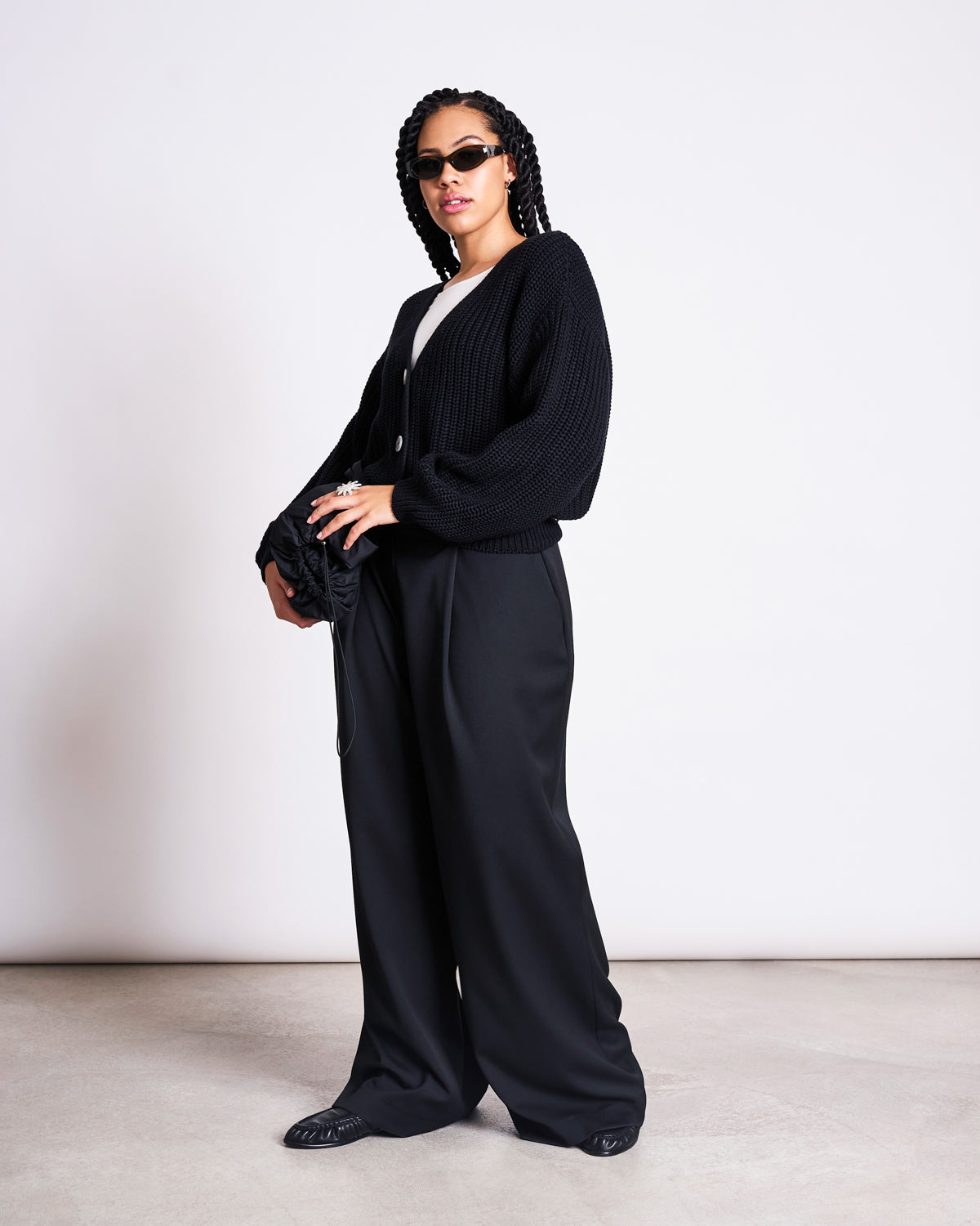 CHUNKY CARDIGAN LENA BLACK GOTS