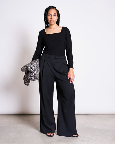 SQUARE NECK LONGSLEEVE FRIA BLACK