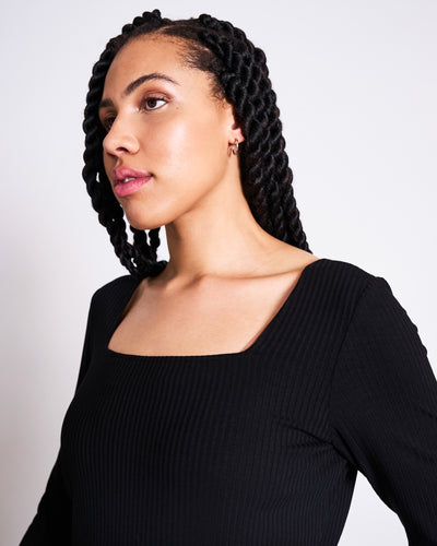 SQUARE NECK LONGSLEEVE FRIA BLACK