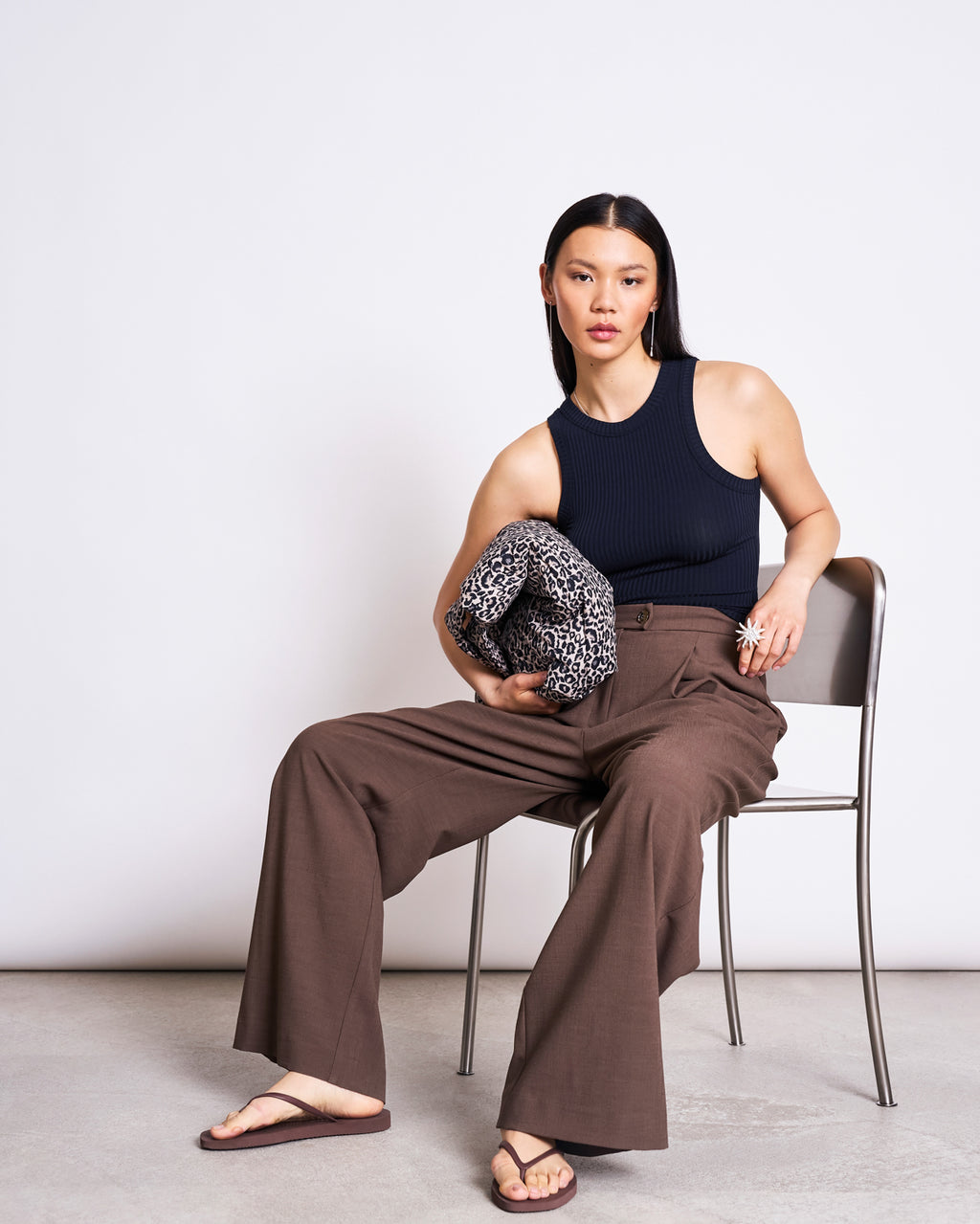 PLEATED WIDE PANTS NIVA CLAY