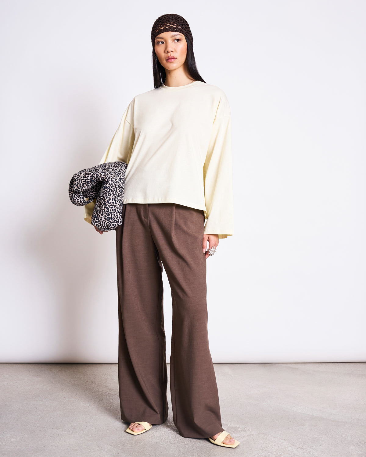PLEATED WIDE PANTS NIVA CLAY