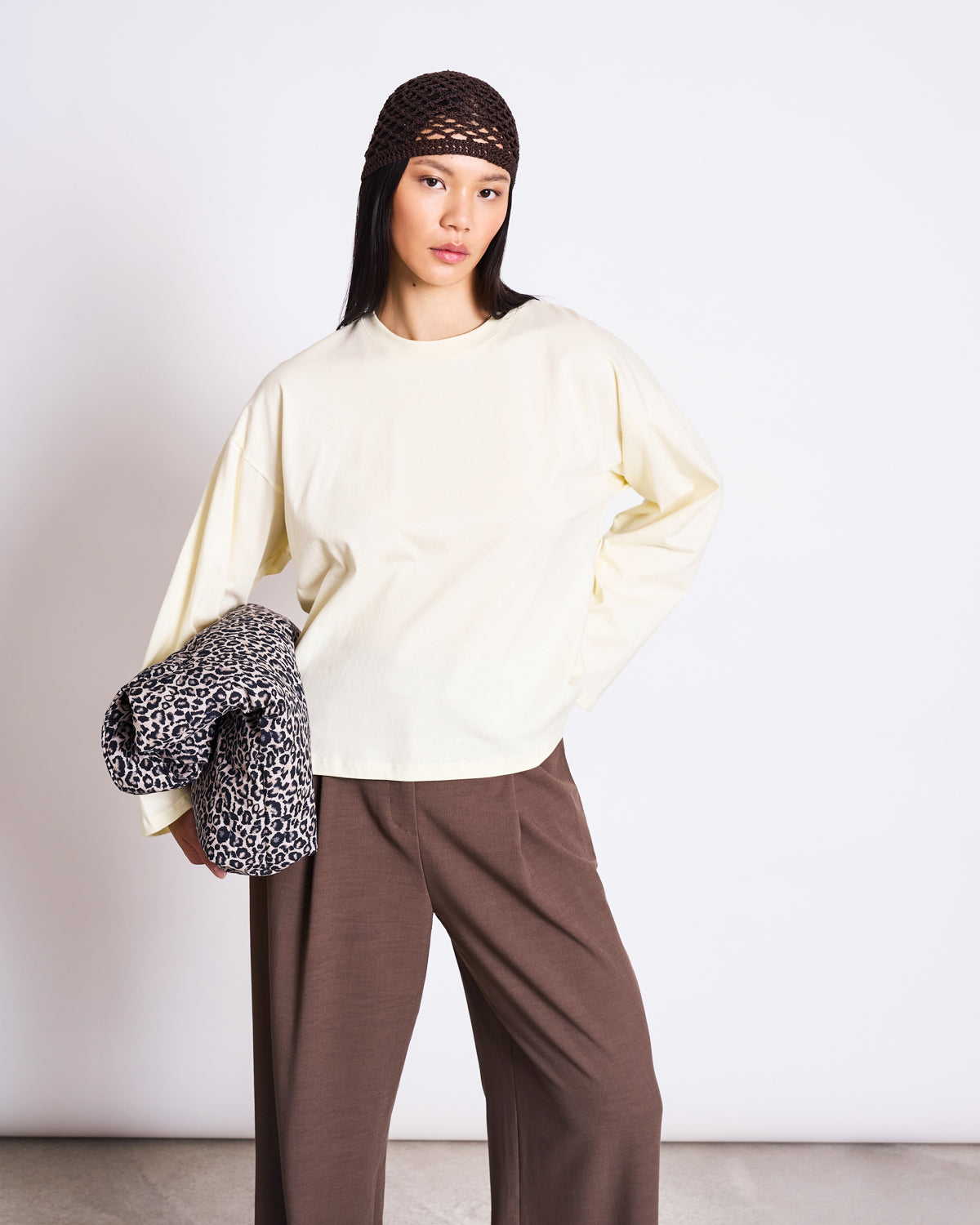 PLEATED WIDE PANTS NIVA CLAY