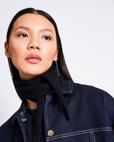 MINI WOOL SCARF AMBAR BLACK GOTS