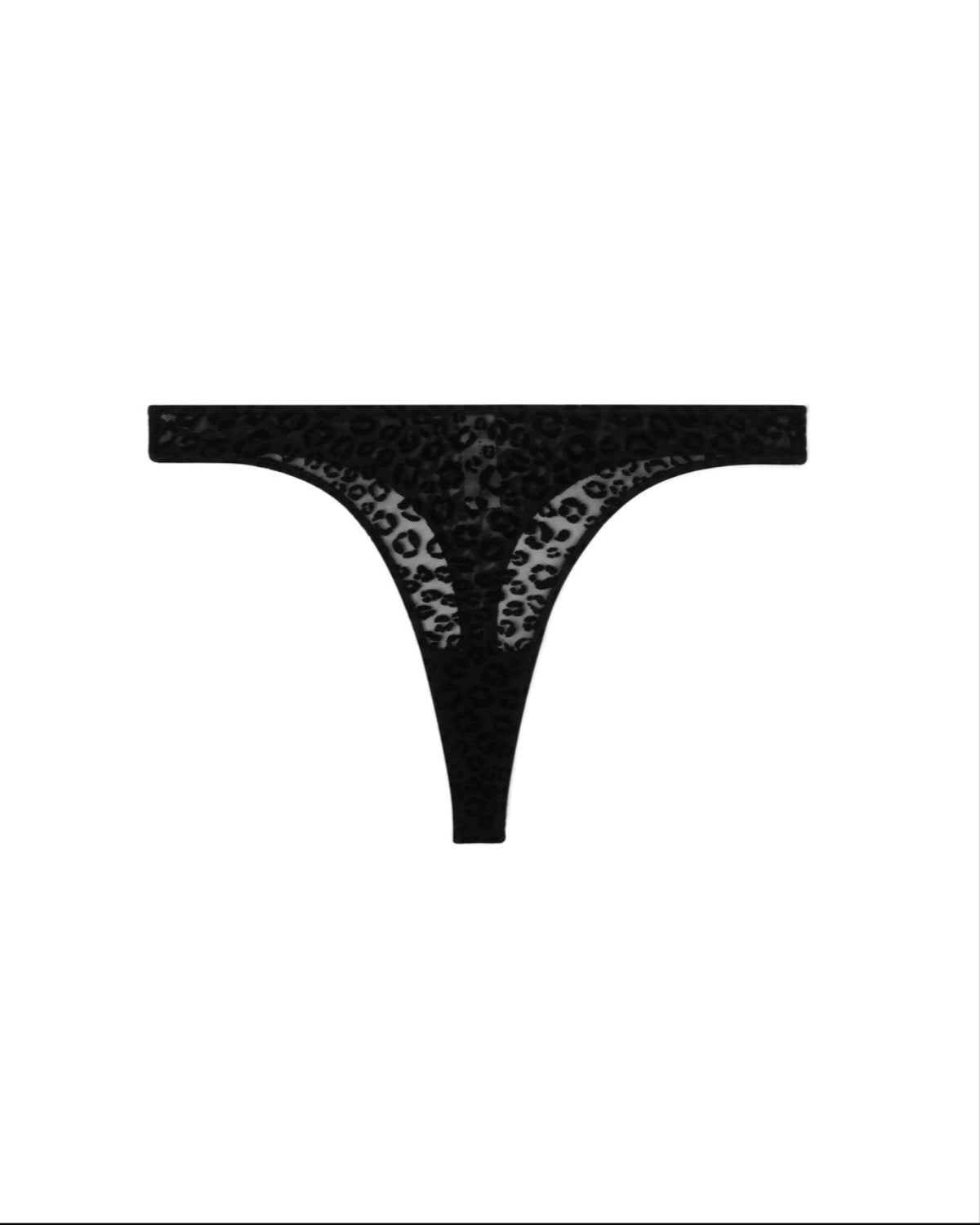 UNDERSTATEMENT MESH THONG BLACK LEOPARD