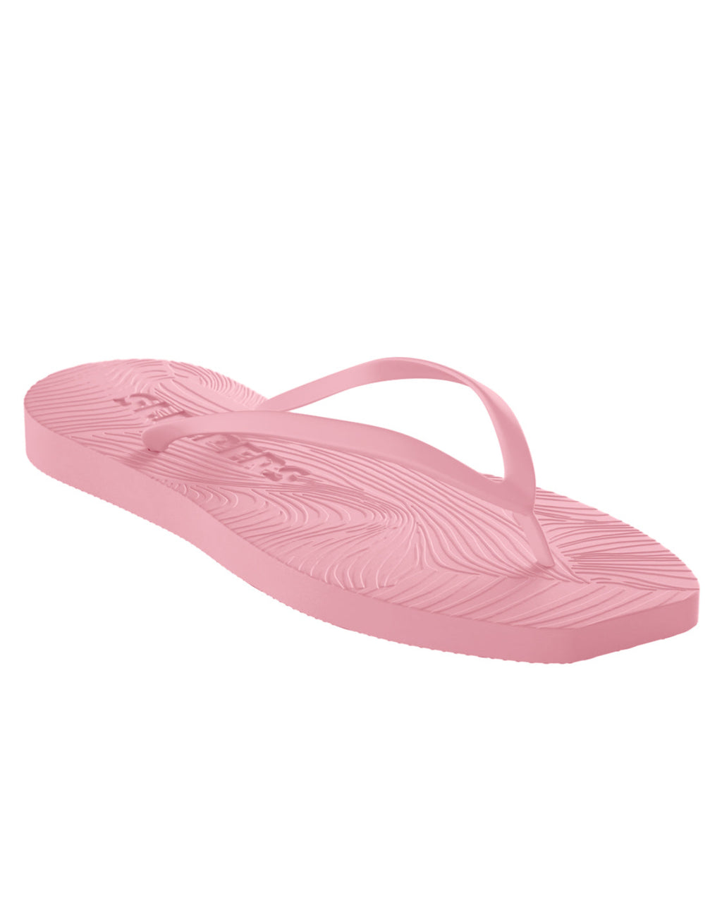 The jan-n-june SLEEPERS TAPERED FLIP FLOPS in Pink Sorbet is a single natural rubber sandal with a textured footbed, displayed on a white background.