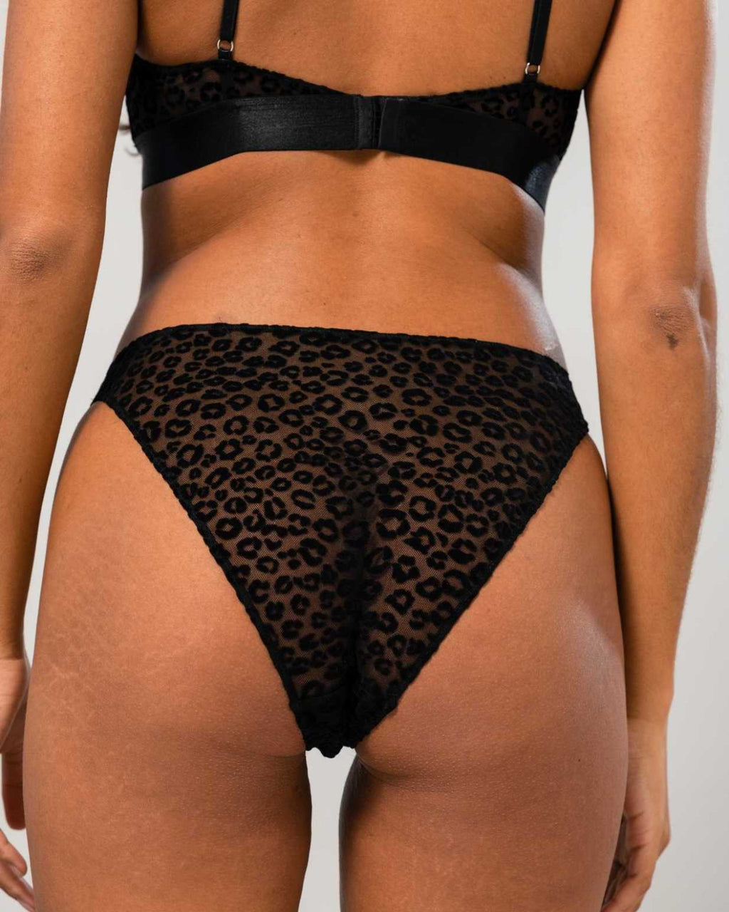 UNDERSTATEMENT MESH BIKINI BRIEFS BLACK LEOPARD