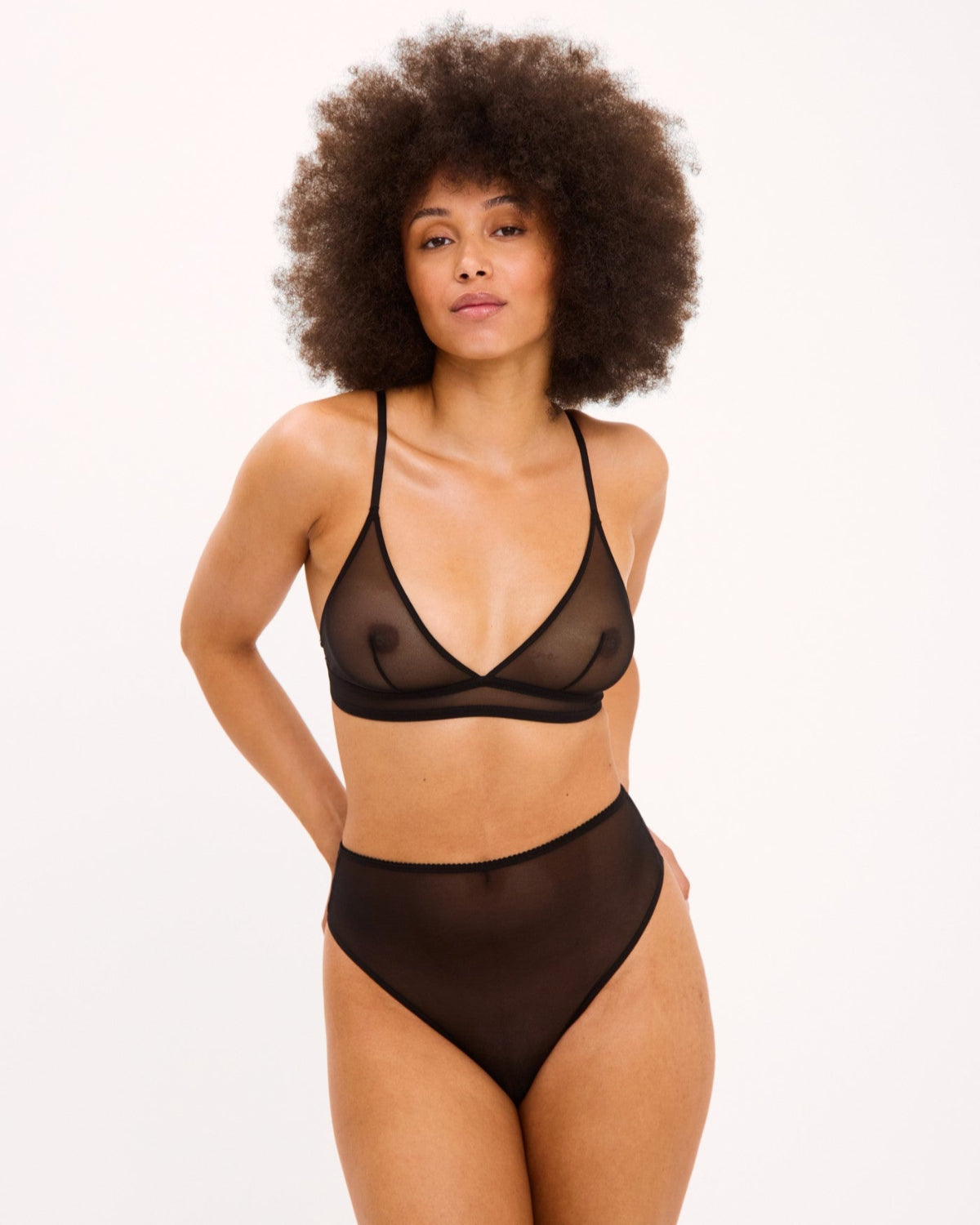 UNDERSTATEMENT MESH TRIANGLE BRALETTE BLACK