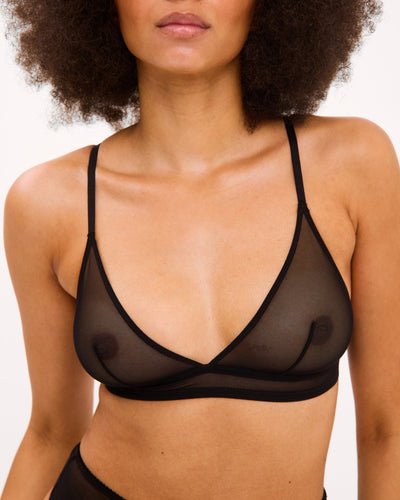 UNDERSTATEMENT MESH TRIANGLE BRALETTE BLACK