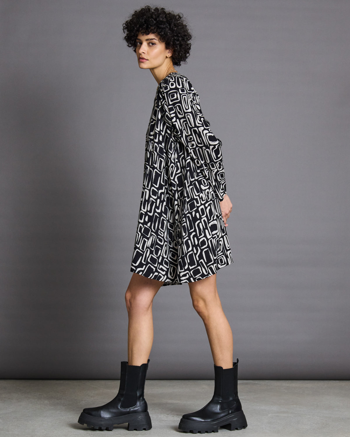 SHORT DRESS SHANNON SQUARE PRINT