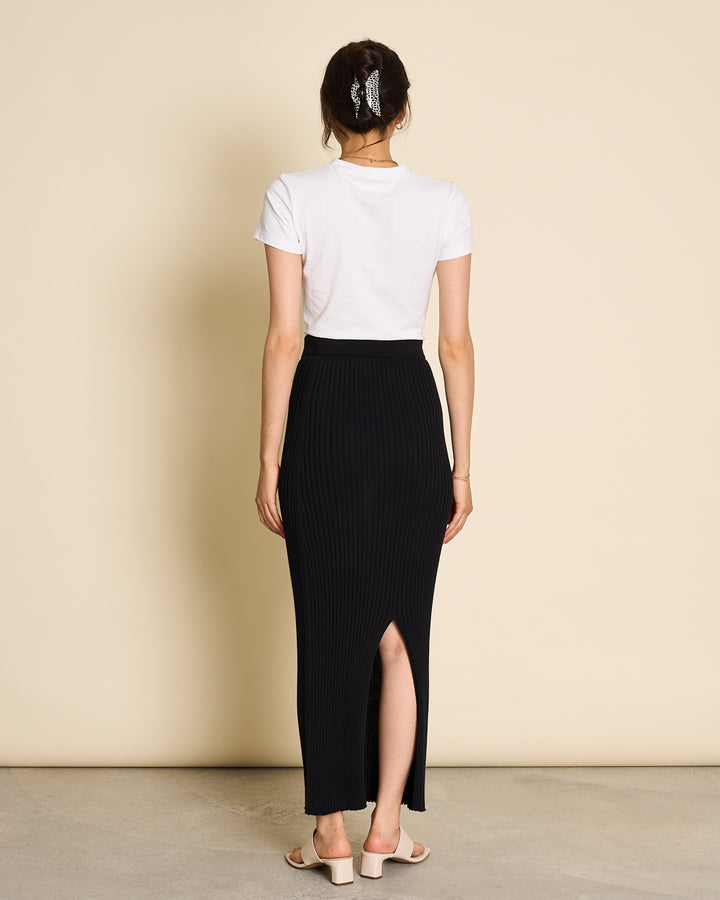 MIDI KNIT SKIRT EBBA BLACK GOTS – JAN 'N JUNE