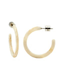A pair of MINI HOOPS IVORY by jan-n-june, cream-colored and round, made from acetate with metal posts and butterfly backings, shown on a white background.